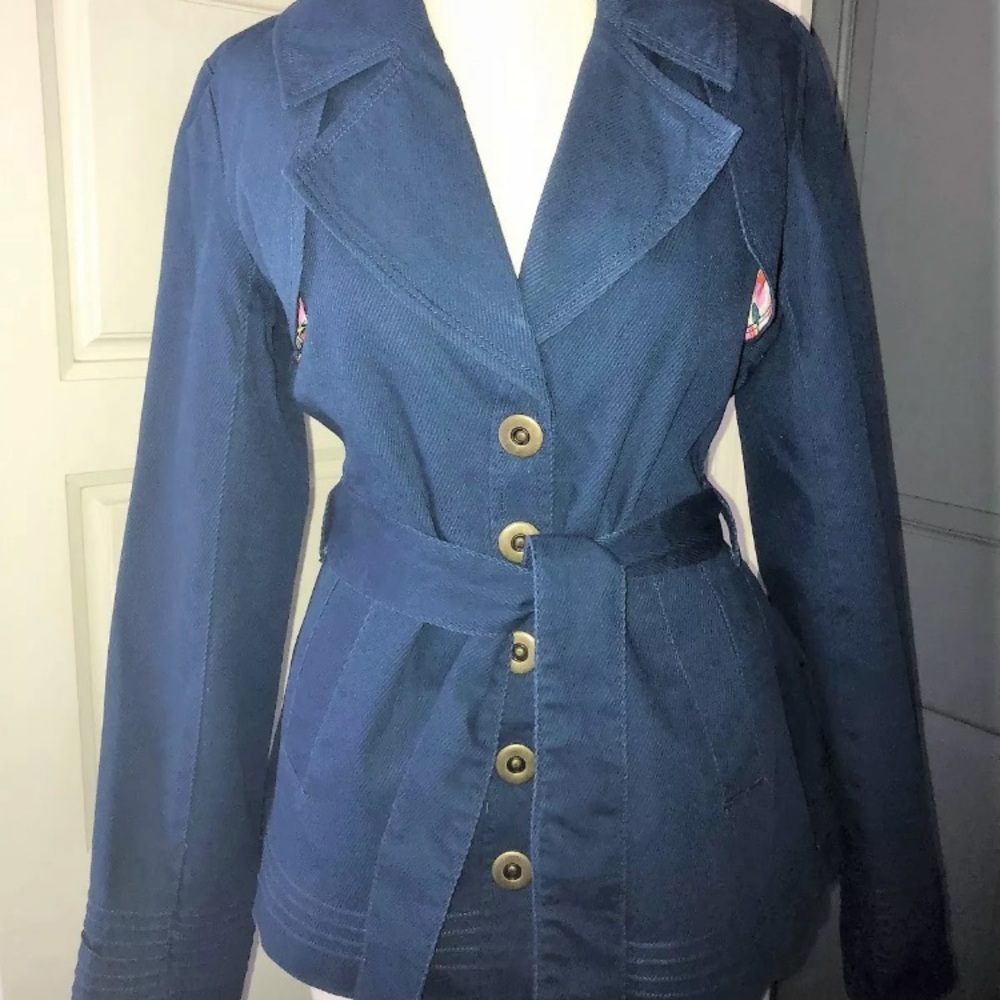 Tulle Women’s Blue Trench Style Coat Jacket Size M